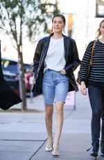 AMANDA STELLE in Denim Bermuda Shorts Out in Los Angeles 02/09/2019