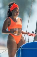 ANGELA SIMMONS in Bikini at a Boat in Barbados 02/07/2019