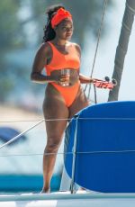 ANGELA SIMMONS in Bikini at a Boat in Barbados 02/07/2019