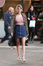 ASHLEY JAMES in Denim Skirt Out in London 02/07/2019