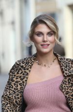 ASHLEY JAMES in Denim Skirt Out in London 02/07/2019