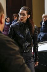 BELLA HADID Arrives at Versace Office in Milan 02/21/2019