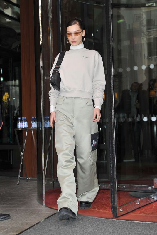BELLA HADID Out in Paris 02/28/2019