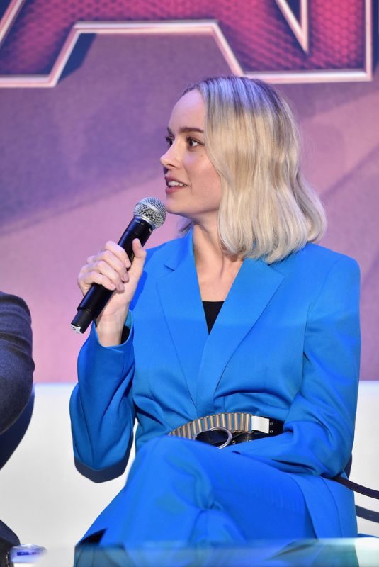 BRIE LARSON at Captain Marvel Global Junket Press Conference in Beverly Hills 02/22/2019