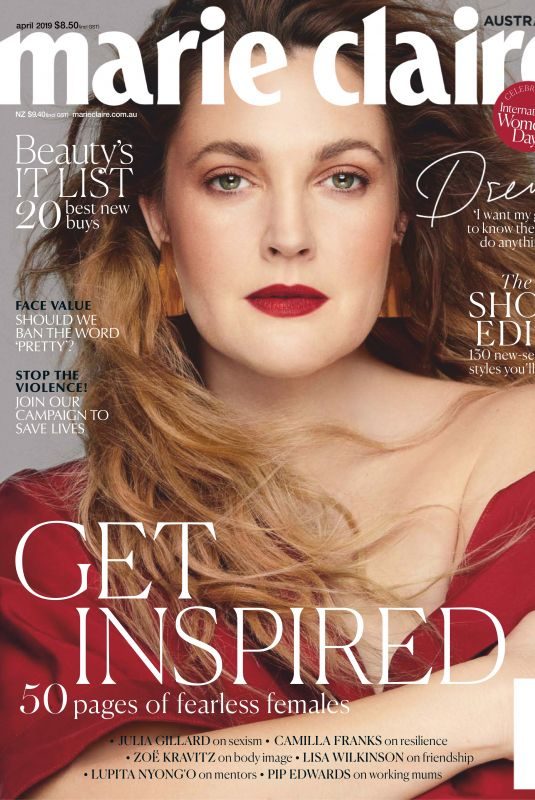 DREW BARRYMORE in Marie Claire Magazine, Australia April 2019
