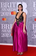 DUA LIPA at Brit Awards 2019 in London 02/20/2019
