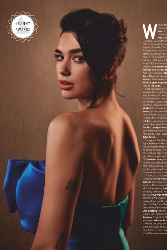 DUA LIPA in Billboard Magazine, February 2019