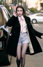 EMMA ROBERTS in Denim Shorts Out in Los Angeles 02/19/2019