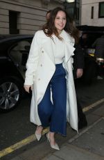 FELICITY JONES Arrives at BBC Radio 2 in London 02/13/2019