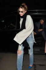 GIGI HADID in Ripped Denim Out in London 02/16/2019