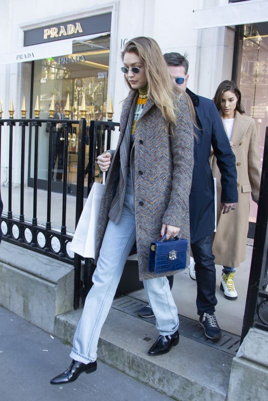 GIGI HADID Leaves Prada in Paris 02/25/2019