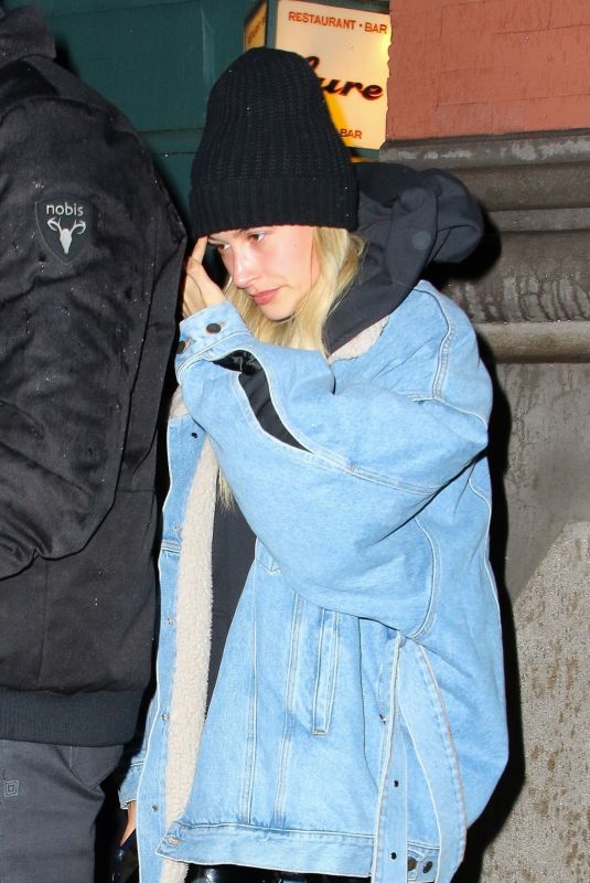 HAILEY BIEBER Leaves Lure Fishbar in New York 02/12/2019
