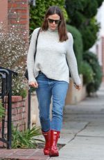 JENNIFER GARNER in Denim and Red Rubber Boots Out in Los ANgeles 01/31/2019