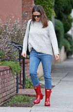 JENNIFER GARNER in Denim and Red Rubber Boots Out in Los ANgeles 01/31/2019
