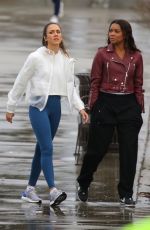 JESSICA ALBA and GABRIELLE UNION on the Set of L.A.