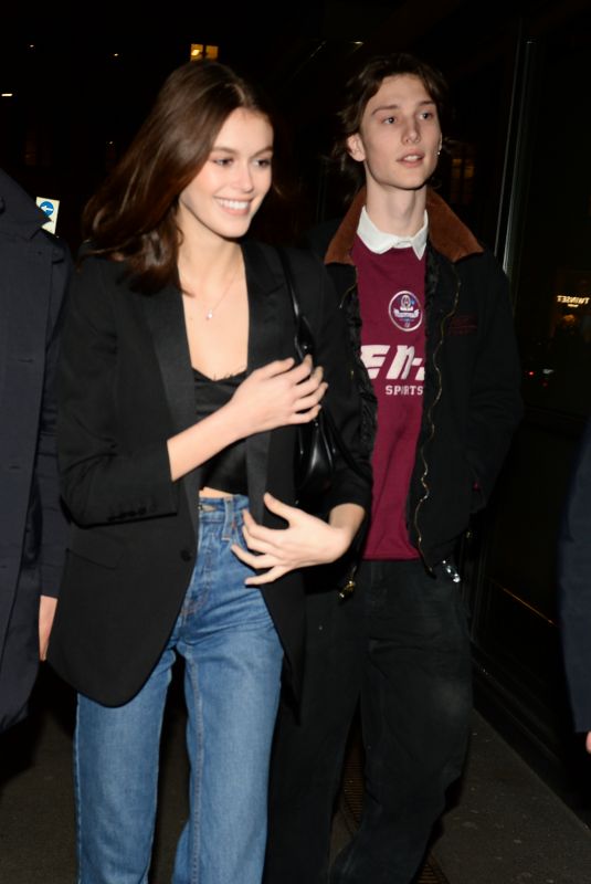 KAIA GERBER and Wellington Grant Night Out in Milan 02/19/2019