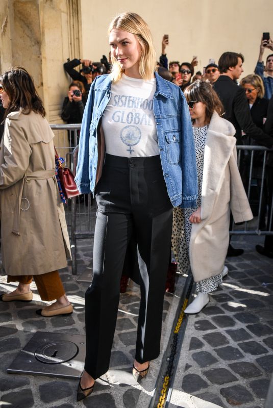 KARLIE KLOSS Arrives at Christian Dior Show at Paris Fashion Week 02/26/2019