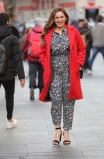 KELLY BROOK in a Red Coat Out in London 02/20/2019