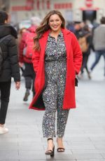 KELLY BROOK in a Red Coat Out in London 02/20/2019