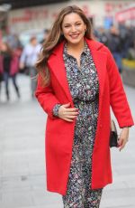 KELLY BROOK in a Red Coat Out in London 02/20/2019