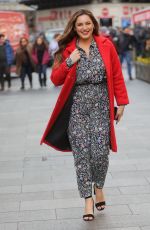 KELLY BROOK in a Red Coat Out in London 02/20/2019