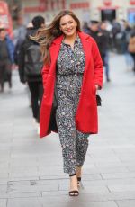 KELLY BROOK in a Red Coat Out in London 02/20/2019
