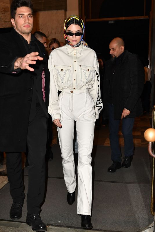 KENDALL JENNER Leaves Versace Fashion Show in Milan 02/22/2019