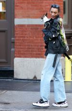 LAMEKA FOX Out with Her Dog at New York Fashion Week 02/04/2019