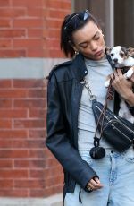 LAMEKA FOX Out with Her Dog at New York Fashion Week 02/04/2019