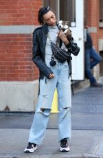 LAMEKA FOX Out with Her Dog at New York Fashion Week 02/04/2019