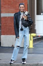 LAMEKA FOX Out with Her Dog at New York Fashion Week 02/04/2019