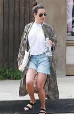 LEA MICHELE in Denim Skirt Out in Los Angeles 02/22/2019