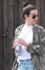 LEA MICHELE in Denim Skirt Out in Los Angeles 02/22/2019
