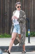 LEA MICHELE in Denim Skirt Out in Los Angeles 02/22/2019