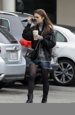 LILY COLLINS in Denim Skirt Out in Los Angeles 02/15/2019