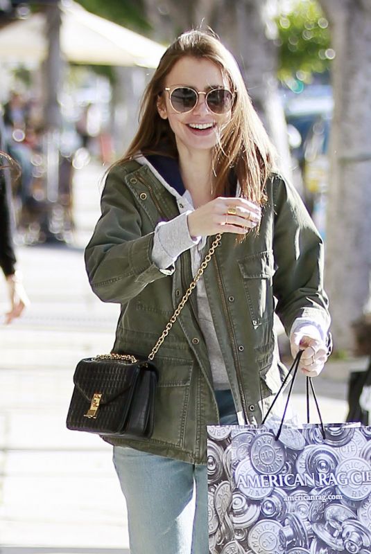 LILY COLLINS Out Shopping in West Hollywood 02/20/2019