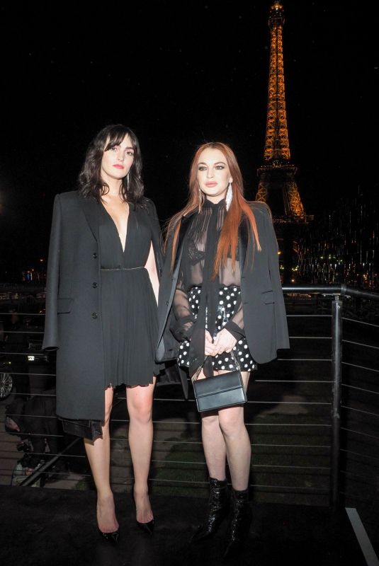 LINDSAY and ALIANA LOHAN at Saint Laurent Fashion Show in Paris 02/26/2019