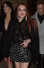 LINDSAY and ALIANA LOHAN at Saint Laurent Fashion Show in Paris 02/26/2019