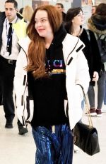 LINDSAY LOHAN Arrives at Airport in Athens 02/23/2019