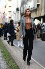 MEGAN WILLIAMS Leaves Dolce & Gabbana Show at Milan Fashion Week 02/24/2019
