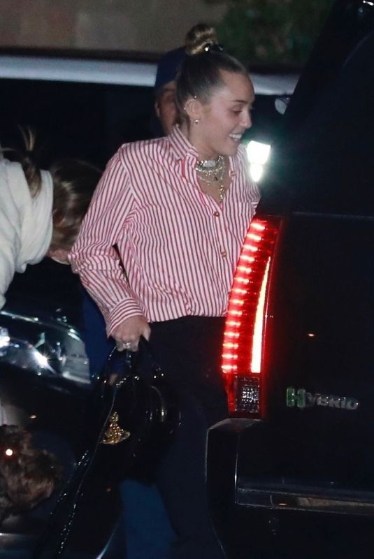 MILEY CYRUS Out for Dinner at Soho House in Malibu 02/20/2019
