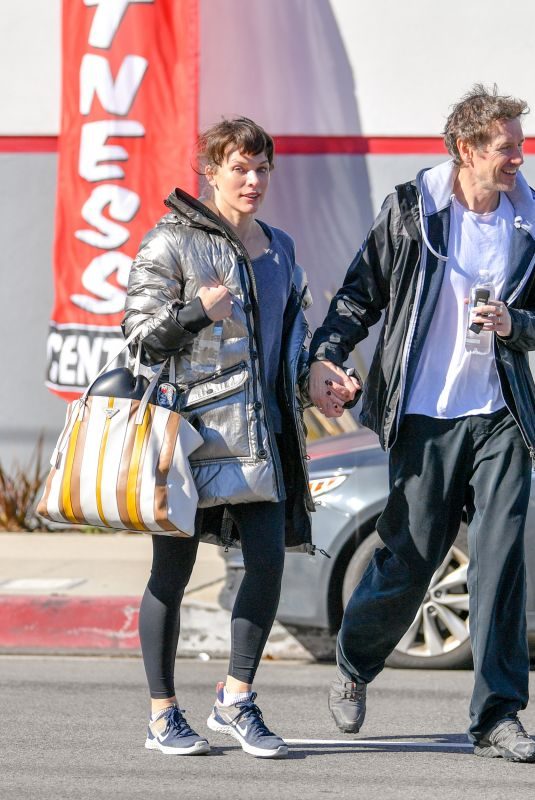 MILLA JOVOVICH and Paul Anderson Leaves a Gym in Los Angeles 02/11/2019