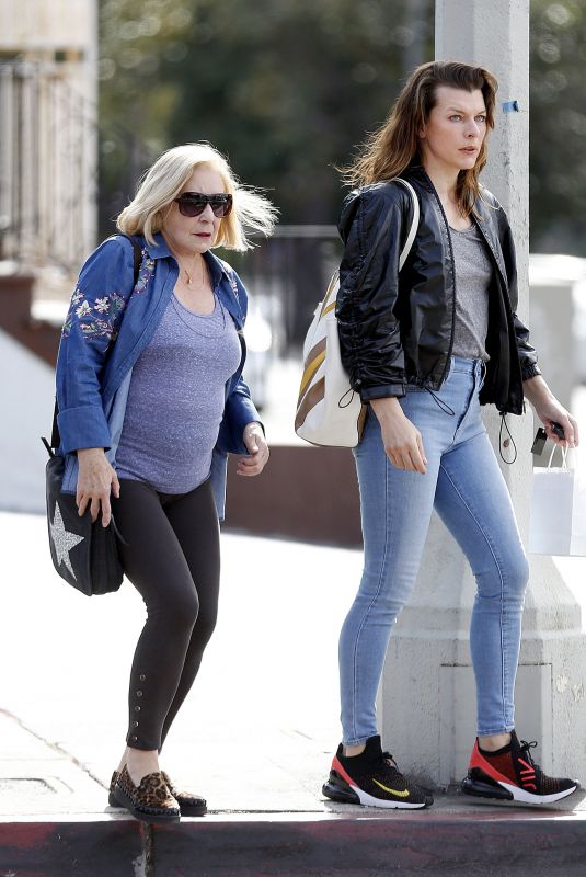 MILLA JOVOVICH Out Shopping with Her Mom in West Hollywood 01/23/2019