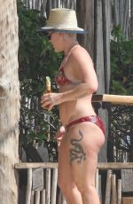 PINK in BIkini at a Beach in Tulum 02/27/2019