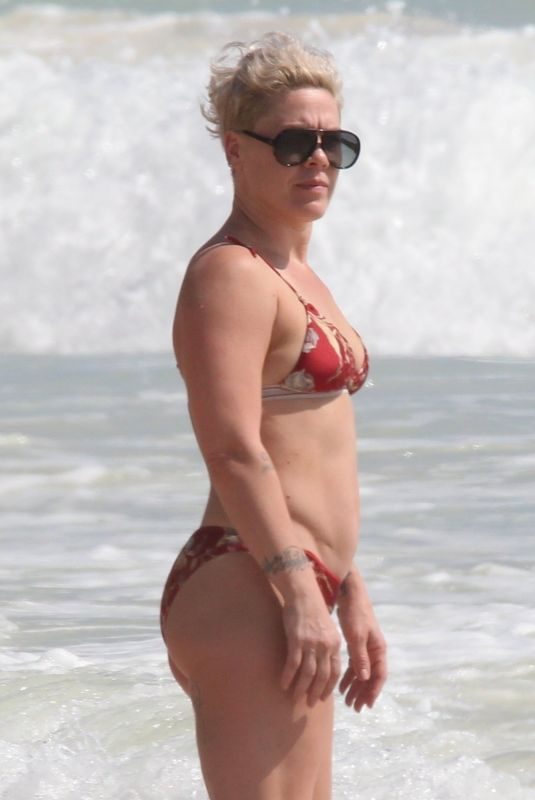 PINK in BIkini at a Beach in Tulum 02/27/2019