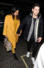 PRIYANKA CHOPRA and Nick Jonas at Arts Club in London 02/15/2019