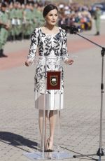 QUEEN LETIZIA OF SPAIN at Delivery of National Flag to Napoles Infantry Regiment 4 in Madrid 02/23/2019