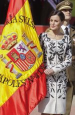 QUEEN LETIZIA OF SPAIN at Delivery of National Flag to Napoles Infantry Regiment 4 in Madrid 02/23/2019