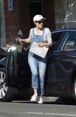RACHEL MCADAMS in Denim Overalls Out Shopping in Los Angeles 02/26/2019