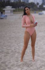 TAO WICKRATH in Swimsuit on the Beach in Miami 02/11/2019
